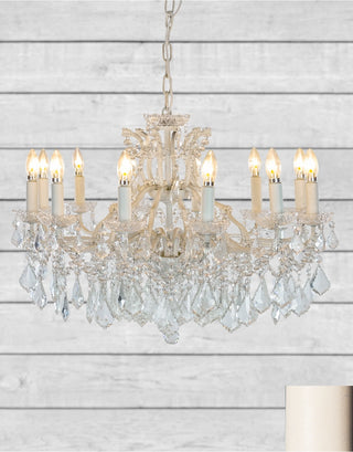 Large 12 Branch Antique Crackle White Shallow Chandelier