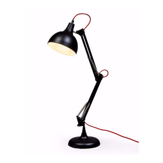 Matt Black Traditional Desk Lamp (Red Fabric Flex)