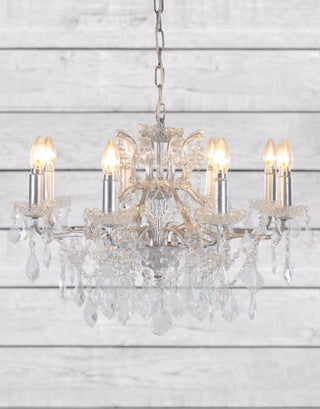 Medium 8 Branch Silver Leaf Shallow Chandelier