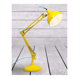 Yellow Traditional Desk Lamp (Blue Fabric Flex)