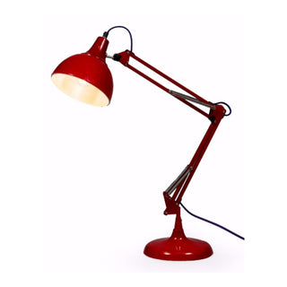 Red Traditional Large Desk Lamp (Purple Fabric Flex)