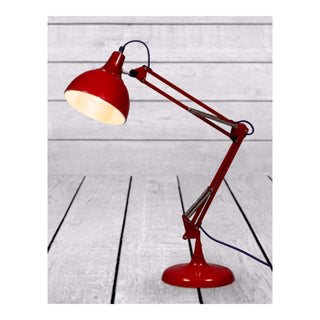 Red Traditional Large Desk Lamp (Purple Fabric Flex)
