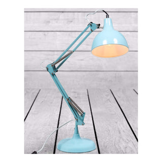 Sky Blue Traditional Large Desk Lamp (Grey Fabric Flex)
