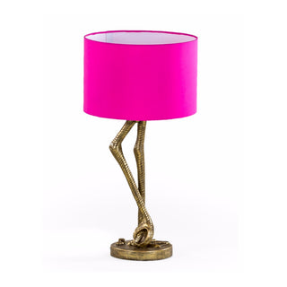 Antique Gold Flamingo Leg Table Lamp with Pink Shade