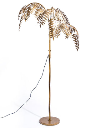 Antique Gold Palm Leaf Floor Lamp