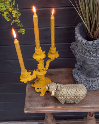 Mustard Flocked Candelabra