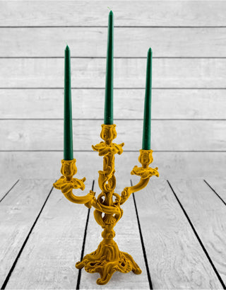 Mustard Yellow Flock Ornate Candelabra