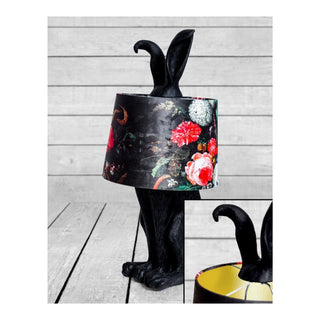 Matt Black Rabbit Ears Lamp with Boho Floral Shade