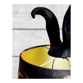 Matt Black Rabbit Ears Lamp with Boho Floral Shade