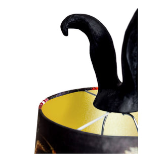 Matt Black Rabbit Ears Lamp with Boho Floral Shade