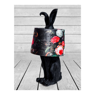 Matt Black Rabbit Ears Lamp with Boho Floral Shade