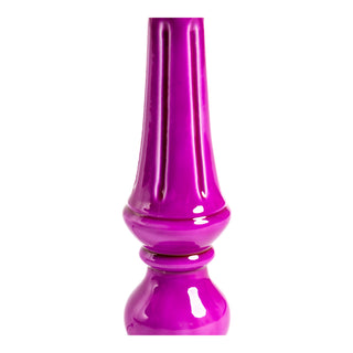 Purple Gloss Wooden Table Lamp with Metallic-Lined Velvet Shade