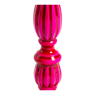 Hot Pink Gloss Wooden Table Lamp with Metallic-Lined Velvet Shade