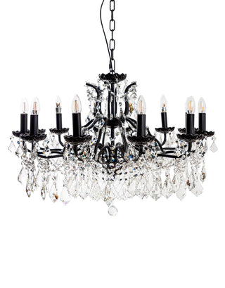 Large 12 Branch Matt Black Shallow Chandelier