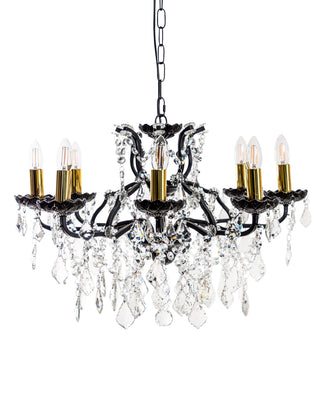 Medium 8 Branch Matt Black Shallow Chandelier