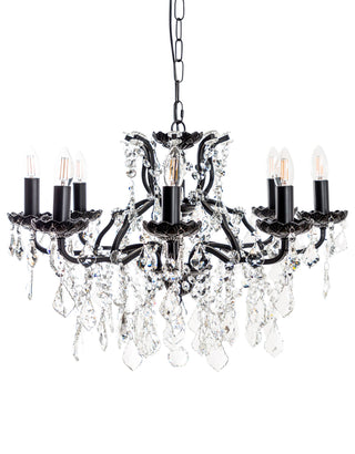 Medium 8 Branch Matt Black Shallow Chandelier