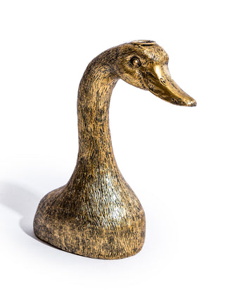 Antique Gold Duck Head Candle Holder