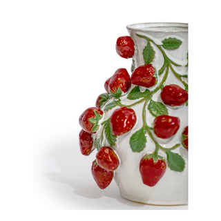 Hand Painted Ceramic Strawberry Vine Vase