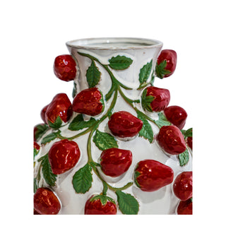 Hand Painted Ceramic Strawberry Vine Vase