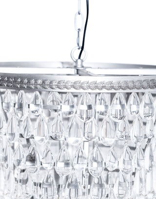 Large Brushed Silver Finish Rainfall Chandelier w/ Clear Crystals