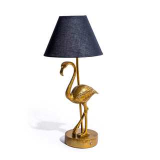 Antique Gold Flamingo Lamp w/ Black Shade