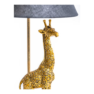 Antique Gold Giraffe Table Lamp w/ Black Shade