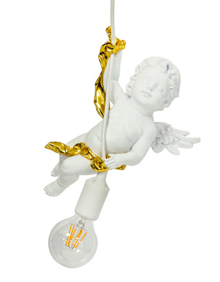 White & Gold Cherub Ceiling Pendant