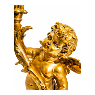 Antique Gold Standing Cherub Table Lamp