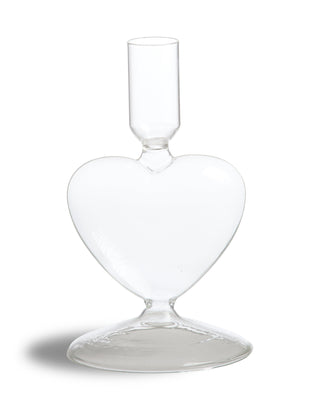 Clear Glass Heart Candle Holder