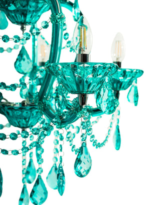 Aqua Blue 5 Branch Murano Chandelier