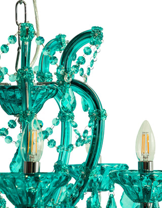 Aqua Blue 5 Branch Murano Chandelier