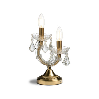 Ornate Brass Twin Branch Rechargeable Table Lamp