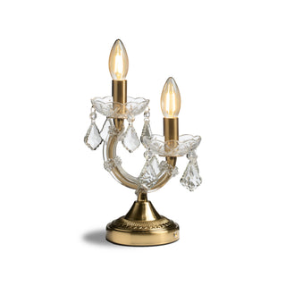 Ornate Brass Twin Branch Rechargeable Table Lamp