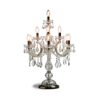 Antique Silver/Nickel Ornate Glass Girandole Table Lamp