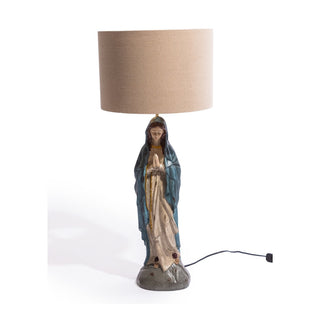 Antiqued Praying Maria Table Lamp w/ Oatmeal Shade