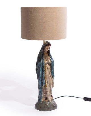 Antiqued Praying Maria Table Lamp w/ Oatmeal Shade