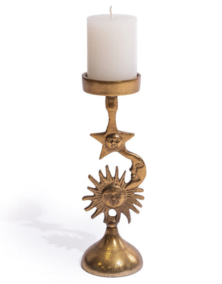 Antique Gold Celestial Candle Holder