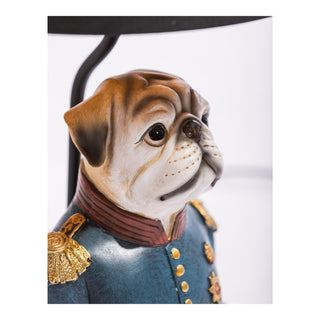 Gentry Pug Table Lamp w/ Black, Gold-Lined Shade