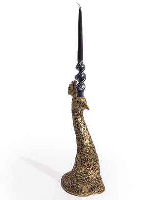 Antique Gold Peacock Head Candle Holder