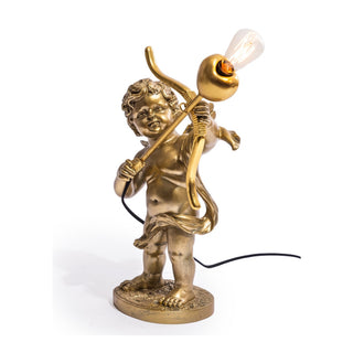 Antique Gold Standing Cupid Cherub Table Lamp