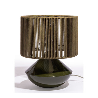 Forest Green Table Lamp w/ Ribbed Corded Shade (to be bought in qtys of 2)