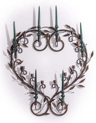 Large Antiqued Bronze Heart Wreath Wall Sconce