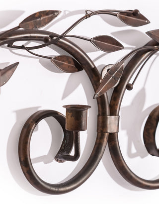 Large Antiqued Bronze Heart Wreath Wall Sconce