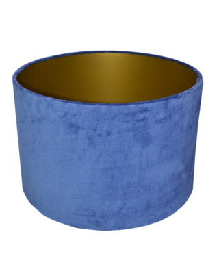 Light Royal Blue 40cm Velvet Cylinder Shade w/ Gold Inner Lining
