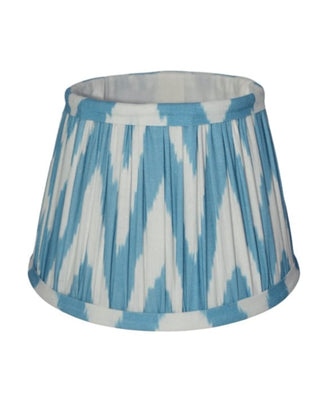Blue Zigzag Ikat Gathered / Pleated 40cm Lampshade