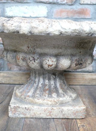Stone Cream Fluted Urn Planter