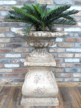 Stone Cream Fluted Urn Planter