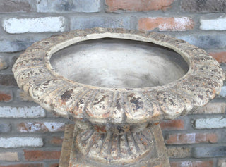 Stone Cream Fluted Urn Planter