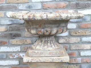 Stone Cream Fluted Urn Planter