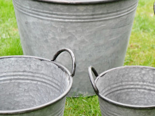 Set of 5 Galvanised Tub Planters